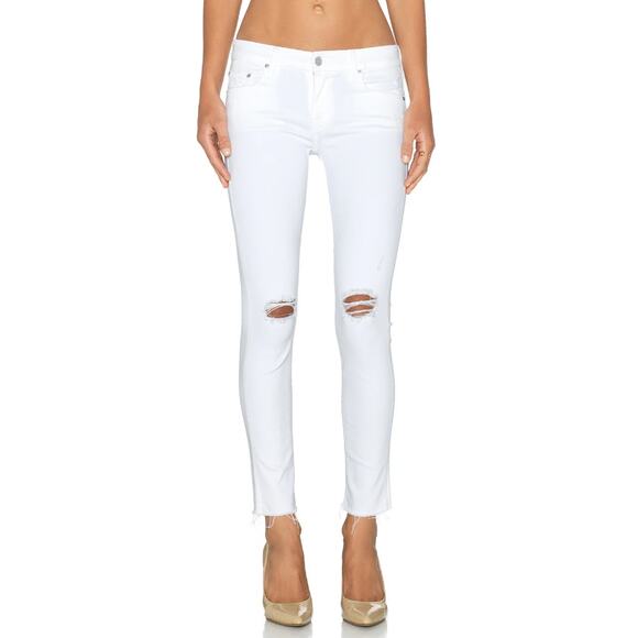 MOTHER The Looker Ankle Fray Jeans Size 29 Little Miss Innocent White Distressed - Picture 13 of 13